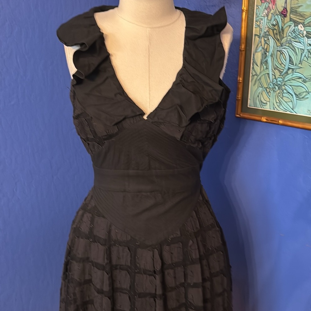 Black windowpane lace dress from Anthropology